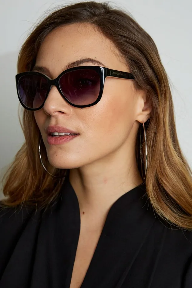 Elie Tahari Sunglasses Squared Cateye Sunglasses Blackwht 8211 Women