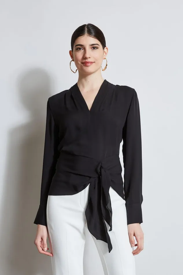 Elie Tahari Tops Contour Side Tie Shirt Black 8211 Women