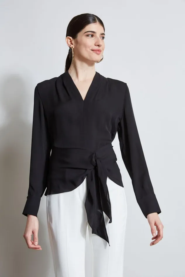 Elie Tahari Tops Contour Side Tie Shirt Black 8211 Women