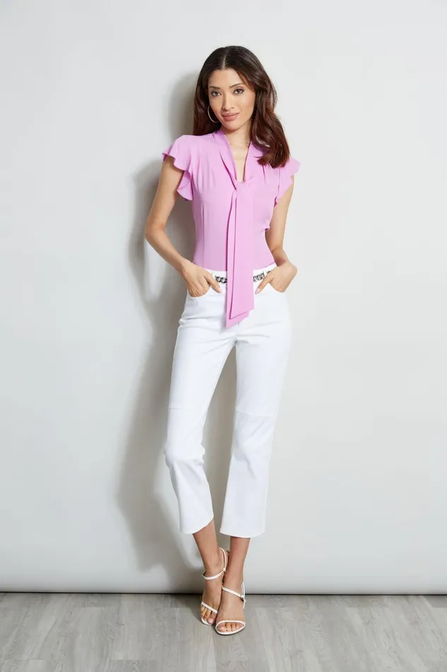 Elie Tahari Tops Flutter Sleeve Tie Shirt Bright Viola 8211 Women