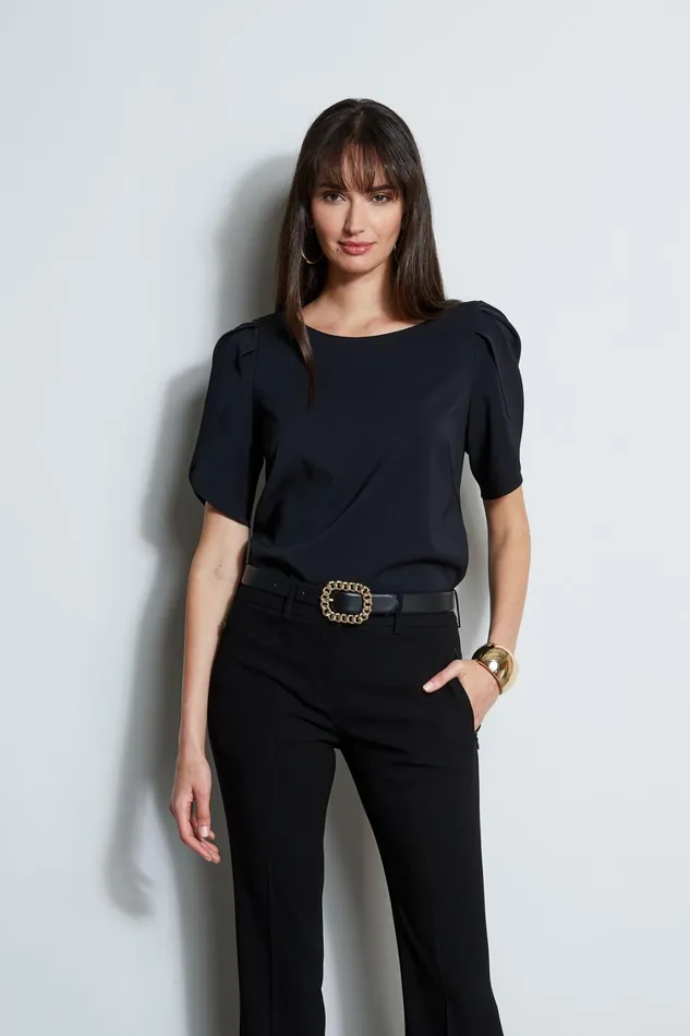 Elie Tahari Tops Pleat Sleeve Shirt Black 8211 Women