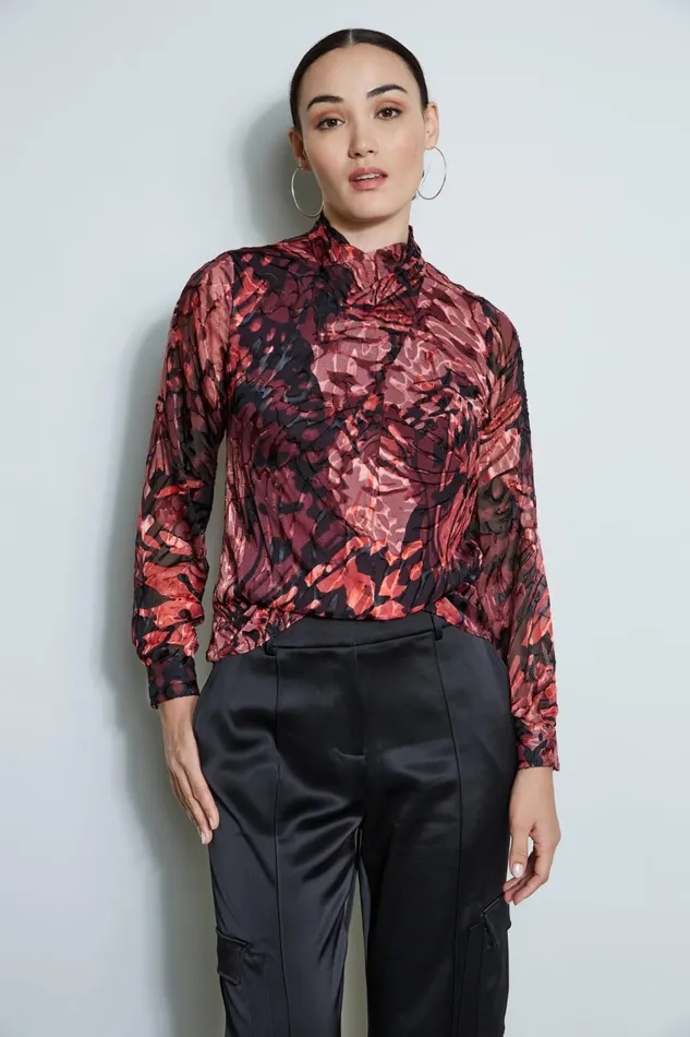 Elie Tahari Tops Silk Burnout Twist Blouse Monarch Burnout 8211 Women