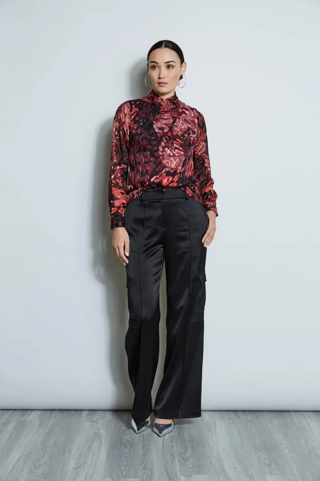 Elie Tahari Tops Silk Burnout Twist Blouse Monarch Burnout 8211 Women