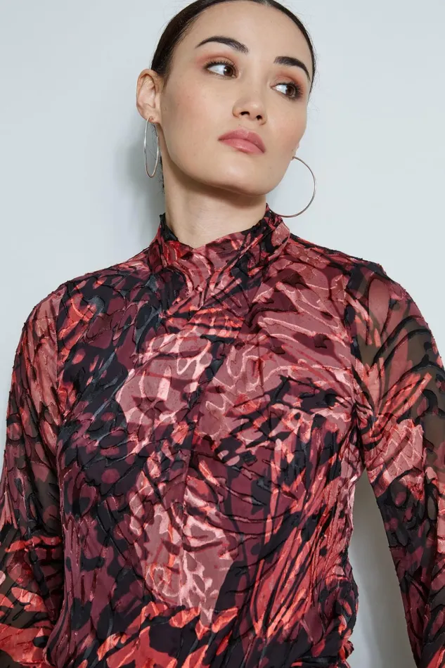 Elie Tahari Tops Silk Burnout Twist Blouse Monarch Burnout 8211 Women