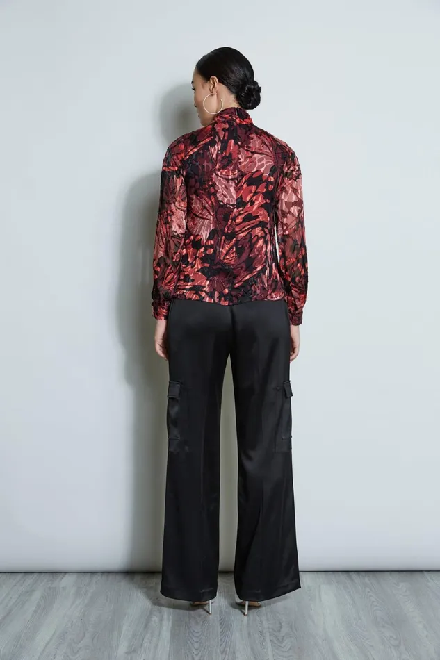 Elie Tahari Tops Silk Burnout Twist Blouse Monarch Burnout 8211 Women