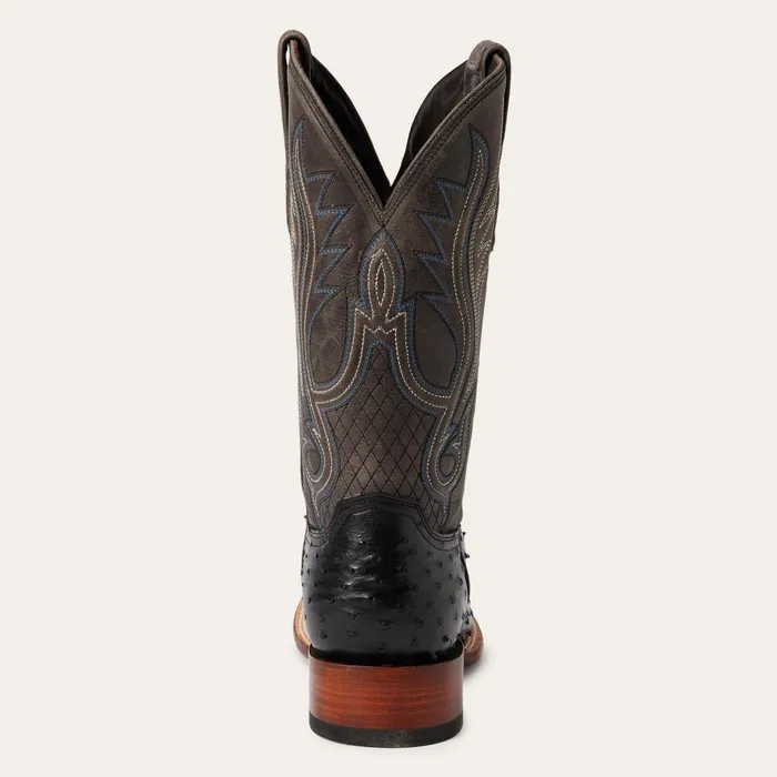 Exotics Men Stetson Ozzy Ostrich Boot Black