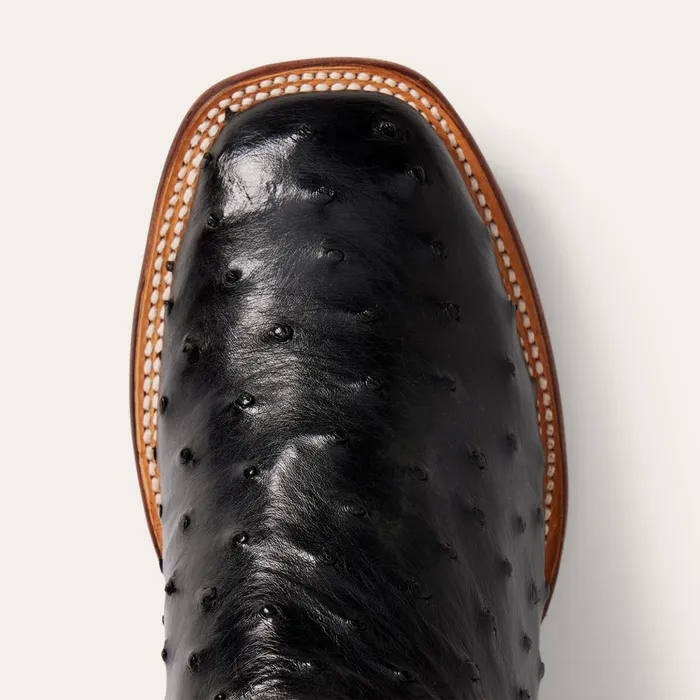 Exotics Men Stetson Ozzy Ostrich Boot Black