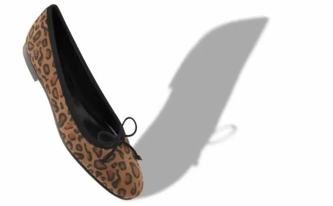Flats Women Manolo Blahnik VERALLIBrown Suede Animal Print Ballerina Flats