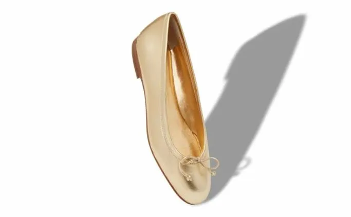 Flats Women Manolo Blahnik VERALLIGold Nappa Leather Ballerina Flats