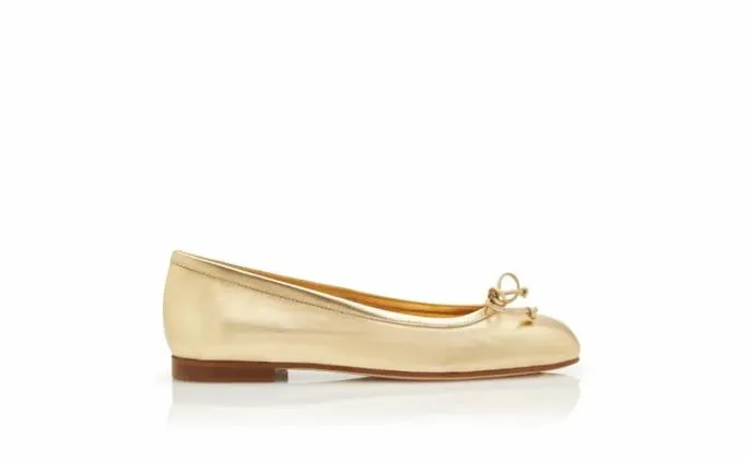 Flats Women Manolo Blahnik VERALLIGold Nappa Leather Ballerina Flats