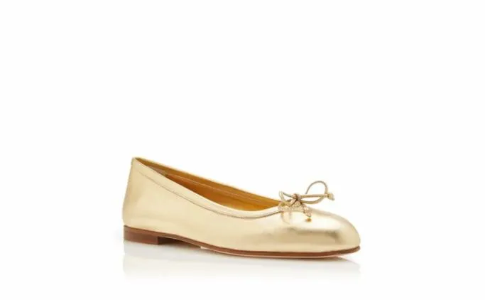 Flats Women Manolo Blahnik VERALLIGold Nappa Leather Ballerina Flats