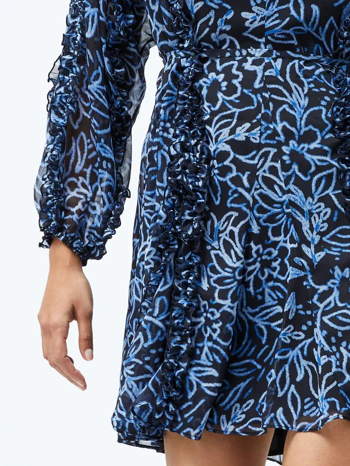French Connection Anna Emina Chiffon Mini Dress Navy Multi Woman Dresses