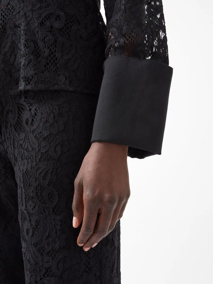 French Connection Asura Lace Long Sleeve Shirt Blackout Woman Tops