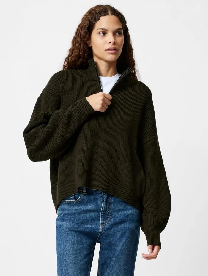 French Connection Babysoft Half Zip Jumper Brunswick Green Woman Jumpers and Cardigans French Connection Babysoft Half Zip Jumper Brunswick Green Woman Jumpers and Cardigans