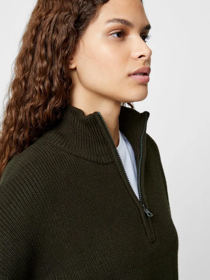 French Connection Babysoft Half Zip Jumper Brunswick Green Woman Jumpers and Cardigans