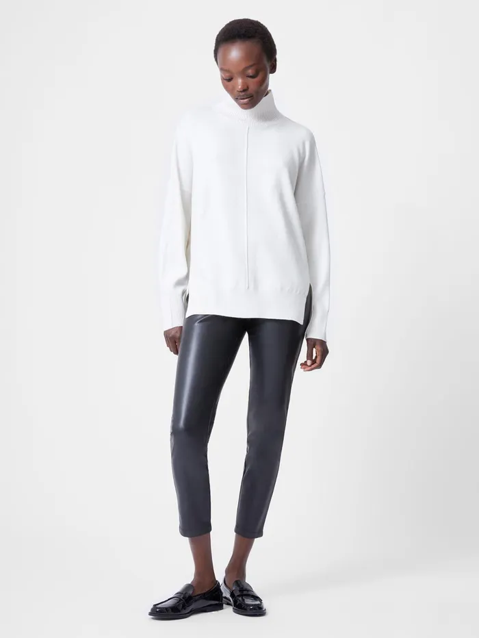 French Connection Babysoft High Neck Seam Jumper Winter White Woman Jumpers and Cardigans
