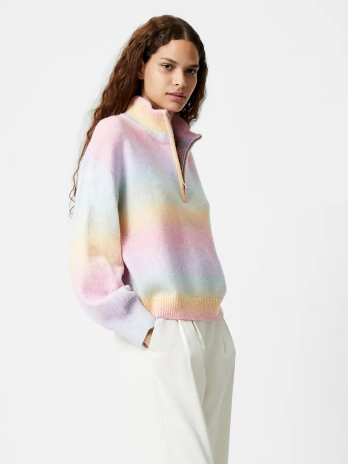 French Connection Babysoft Space Dye Half Zip Jumper Pastel Multi Woman Jumpers and Cardigans French Connection Babysoft Space Dye Half Zip Jumper Pastel Multi Woman Jumpers and Cardigans