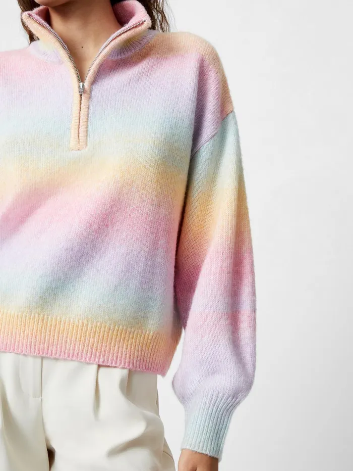 French Connection Babysoft Space Dye Half Zip Jumper Pastel Multi Woman Jumpers and Cardigans