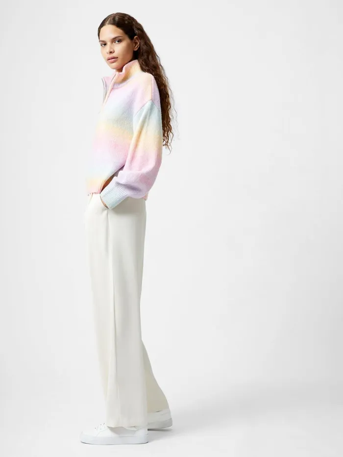 French Connection Babysoft Space Dye Half Zip Jumper Pastel Multi Woman Jumpers and Cardigans