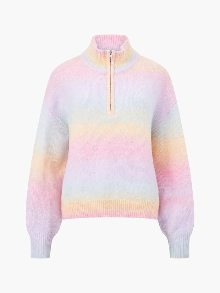 French Connection Babysoft Space Dye Half Zip Jumper Pastel Multi Woman Jumpers and Cardigans