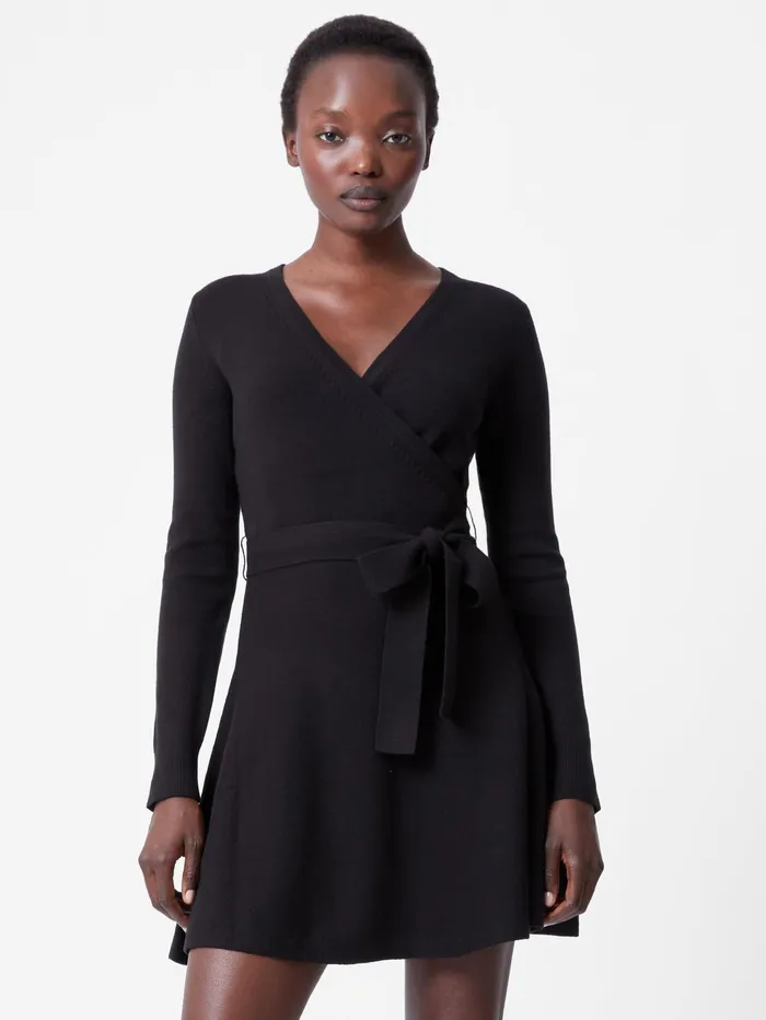 French Connection Babysoft Wrap Mini Dress Black Woman Dresses