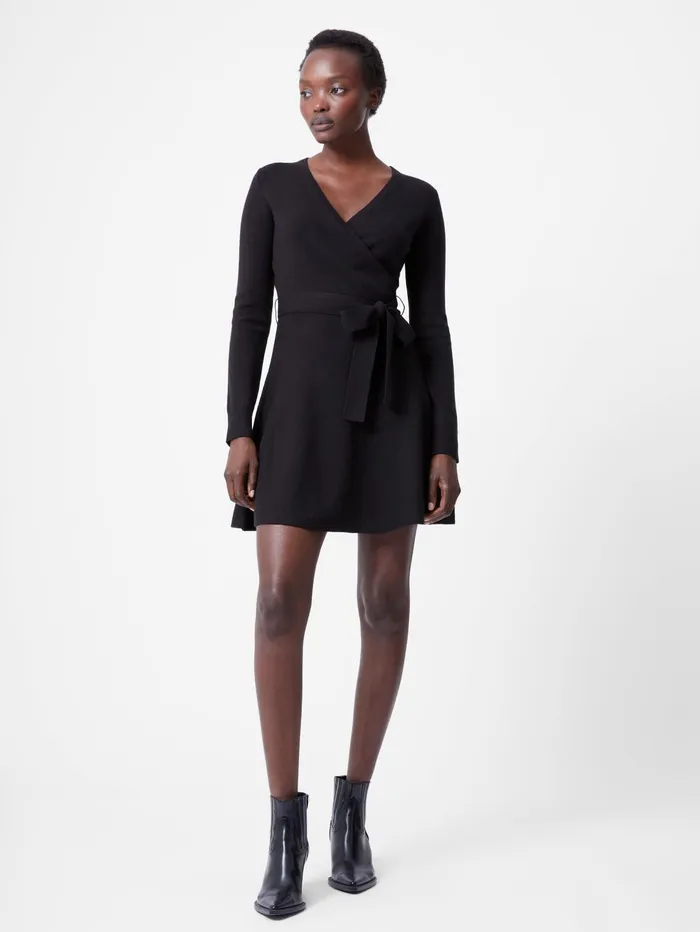 French Connection Babysoft Wrap Mini Dress Black Woman Dresses