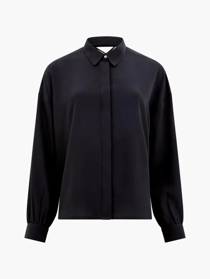 French Connection Capriana Crepe Tie Back Shirt Blackout Woman Tops