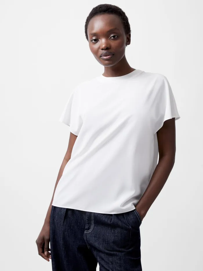 French Connection Caprina Recycled Crepe Crew Neck Top Winter White Woman Tops French Connection Caprina Recycled Crepe Crew Neck Top Winter White Woman Tops
