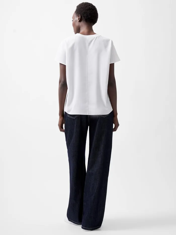 French Connection Caprina Recycled Crepe Crew Neck Top Winter White Woman Tops