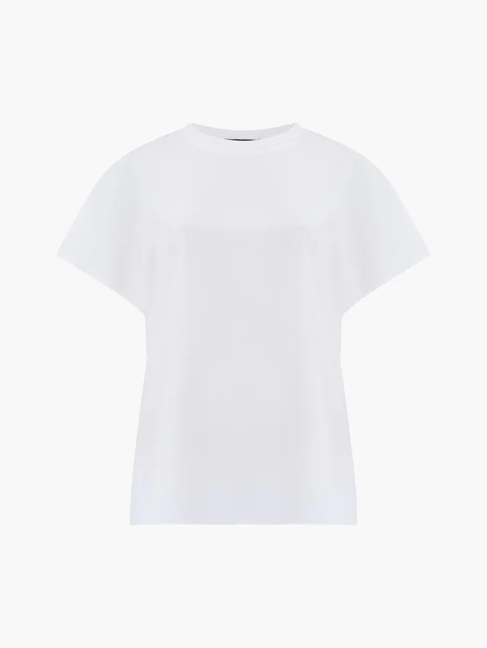 French Connection Caprina Recycled Crepe Crew Neck Top Winter White Woman Tops