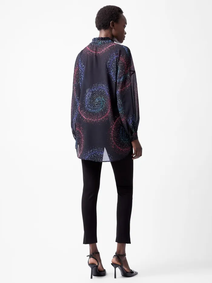 French Connection Cecily Estella Ggt Poet Blouse Blackout Multi Woman Tops
