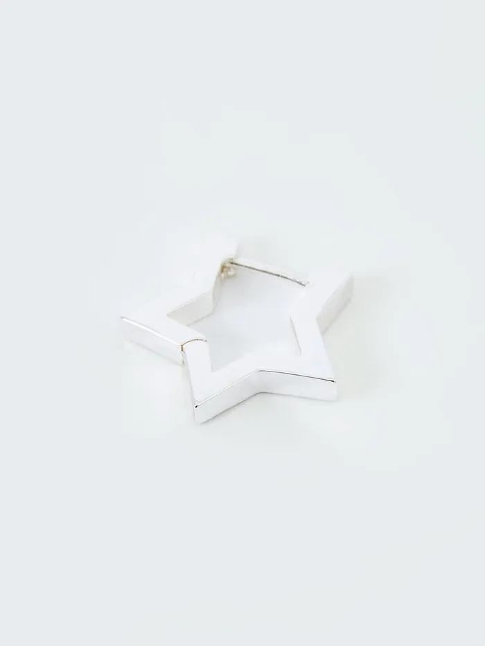 French Connection Chunky Star Hoop Earrings Silver Woman Jewellery