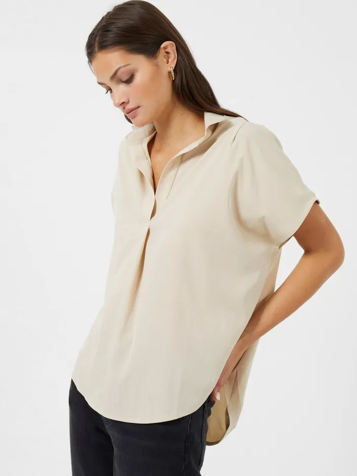 French Connection Crepe Light Recycled Popover Shirt Colour Block Woman Tops