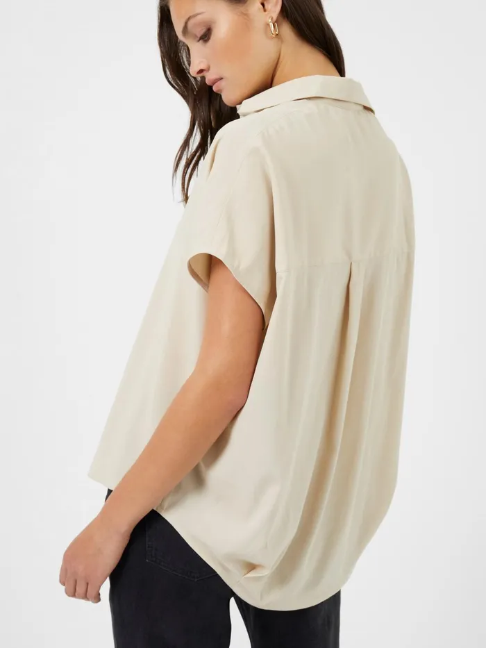 French Connection Crepe Light Recycled Popover Shirt Colour Block Woman Tops