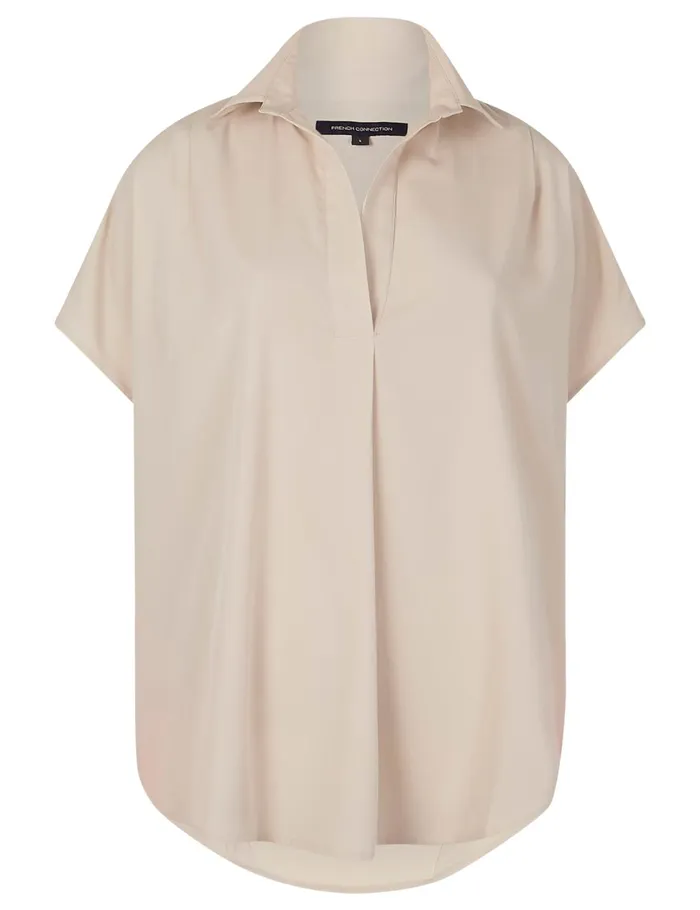 French Connection Crepe Light Recycled Popover Shirt Colour Block Woman Tops