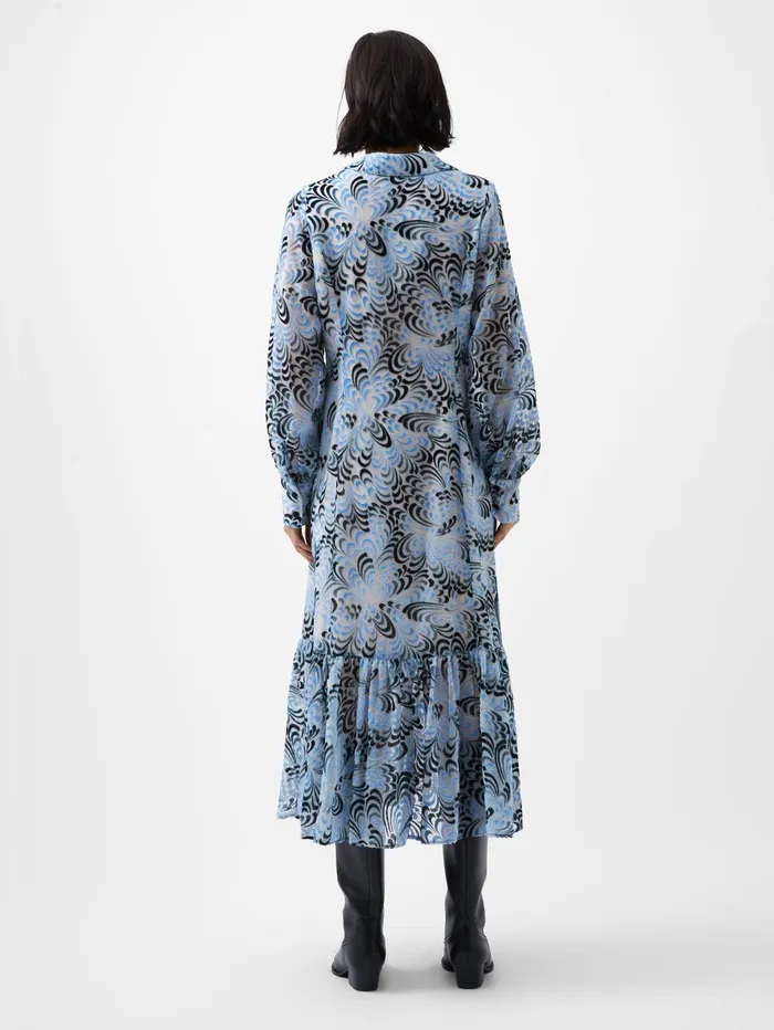 French Connection Diandra Devore Maxi Dress Mauve Morn Blue Woman Dresses