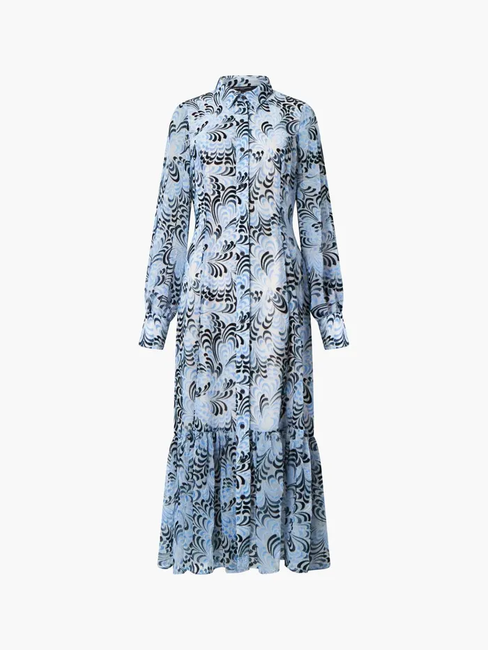 French Connection Diandra Devore Maxi Dress Mauve Morn Blue Woman Dresses