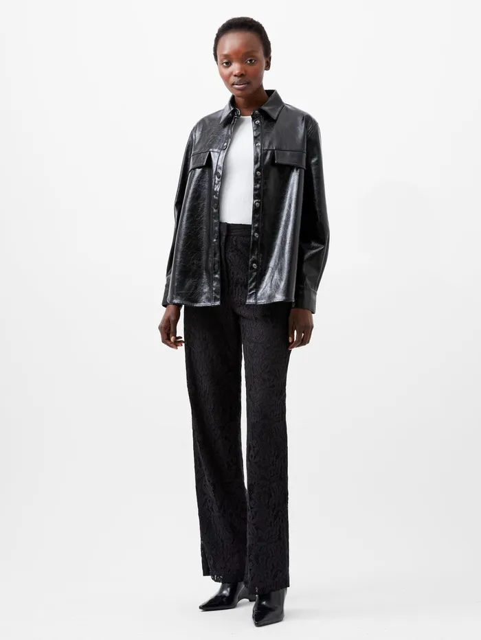 French Connection Emmett PU Overshirt Blackout Woman Tops