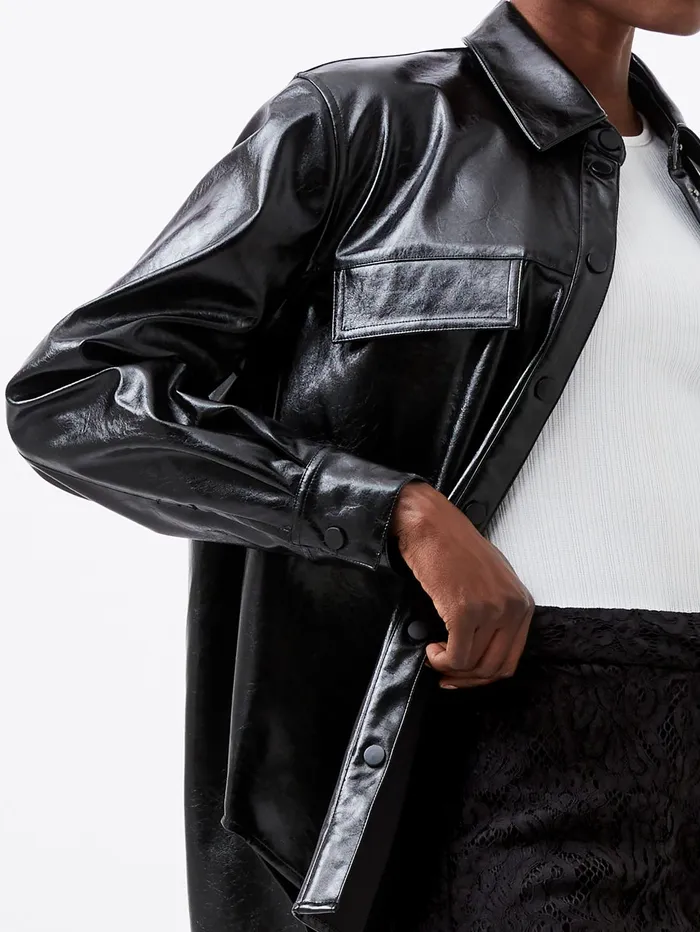 French Connection Emmett PU Overshirt Blackout Woman Tops