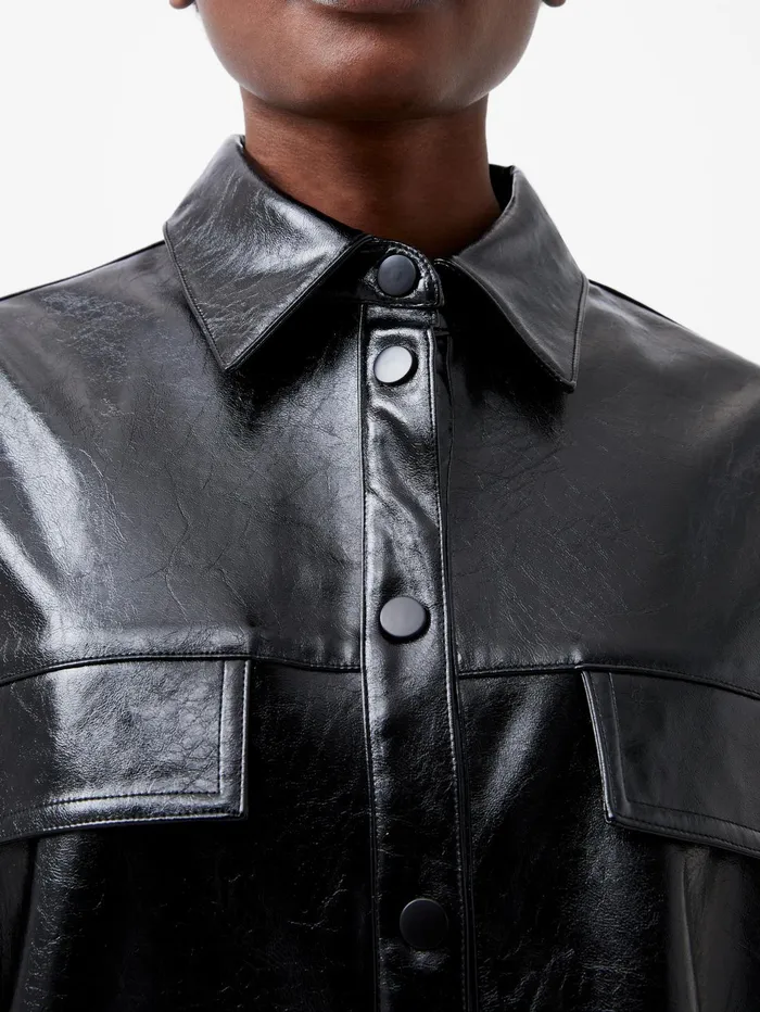 French Connection Emmett PU Overshirt Blackout Woman Tops