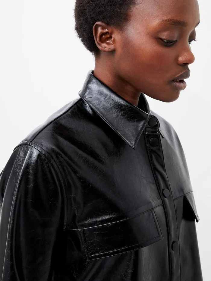 French Connection Emmett PU Overshirt Blackout Woman Tops