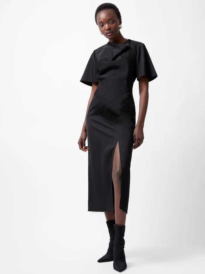French Connection Fenix Satin Dress Blackout Woman Dresses