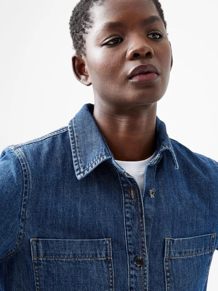 French Connection Finley Denim Long Sleeve Shirt Vintage Woman Tops