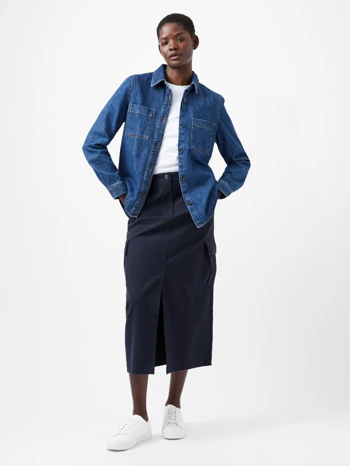 French Connection Finley Denim Long Sleeve Shirt Vintage Woman Tops