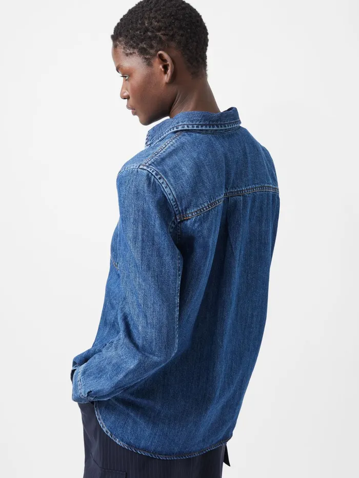 French Connection Finley Denim Long Sleeve Shirt Vintage Woman Tops