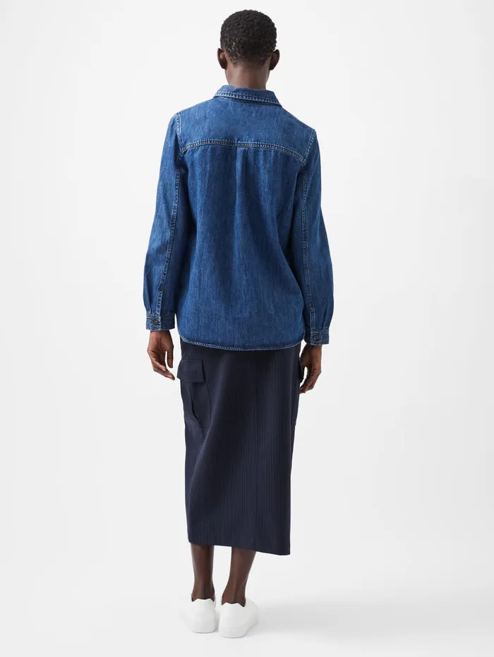 French Connection Finley Denim Long Sleeve Shirt Vintage Woman Tops