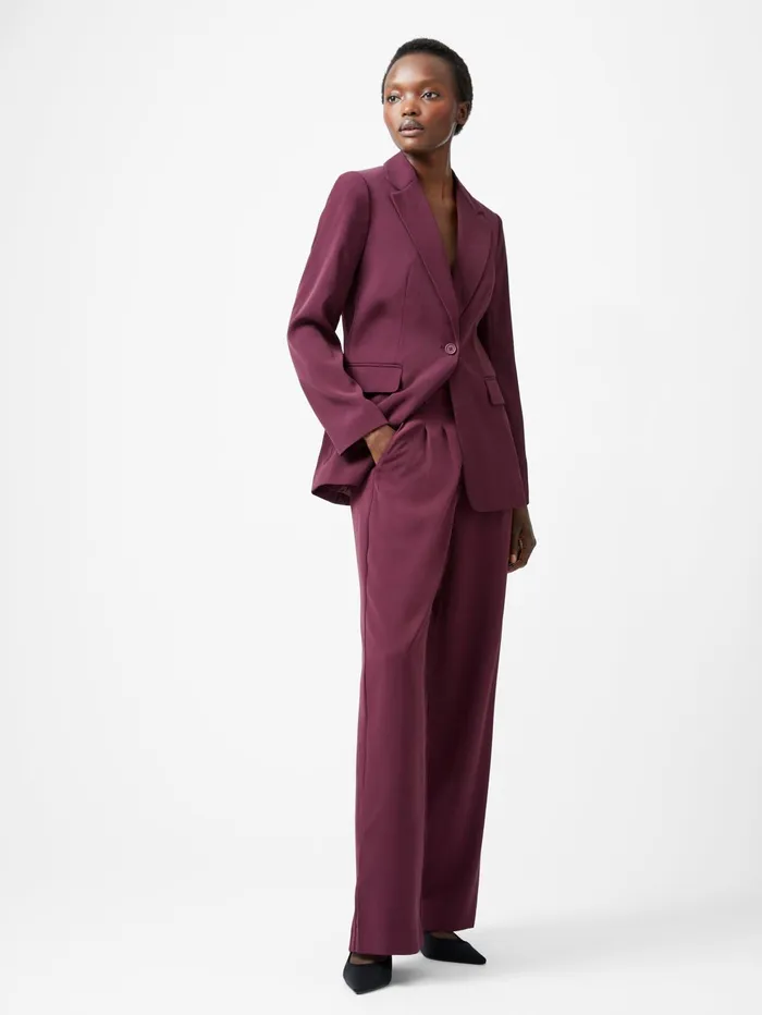 French Connection Harrie Suiting Jacket Burgundy Red Woman Coats and Jackets