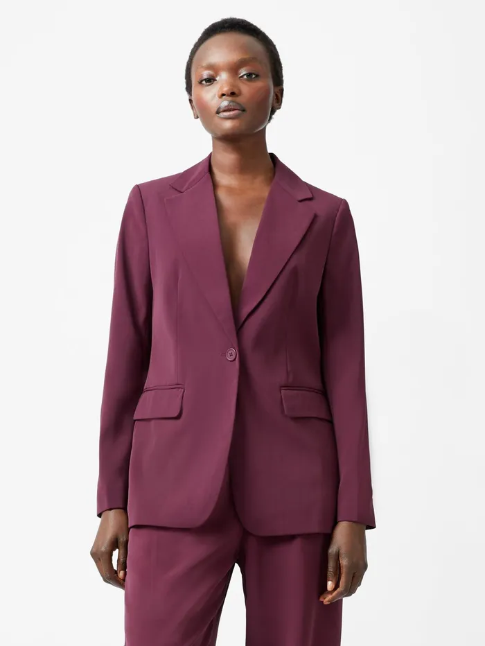French Connection Harrie Suiting Jacket Burgundy Red Woman Coats and Jackets