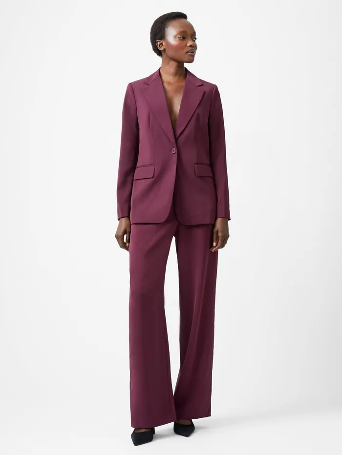 French Connection Harrie Suiting Jacket Burgundy Red Woman Coats and Jackets