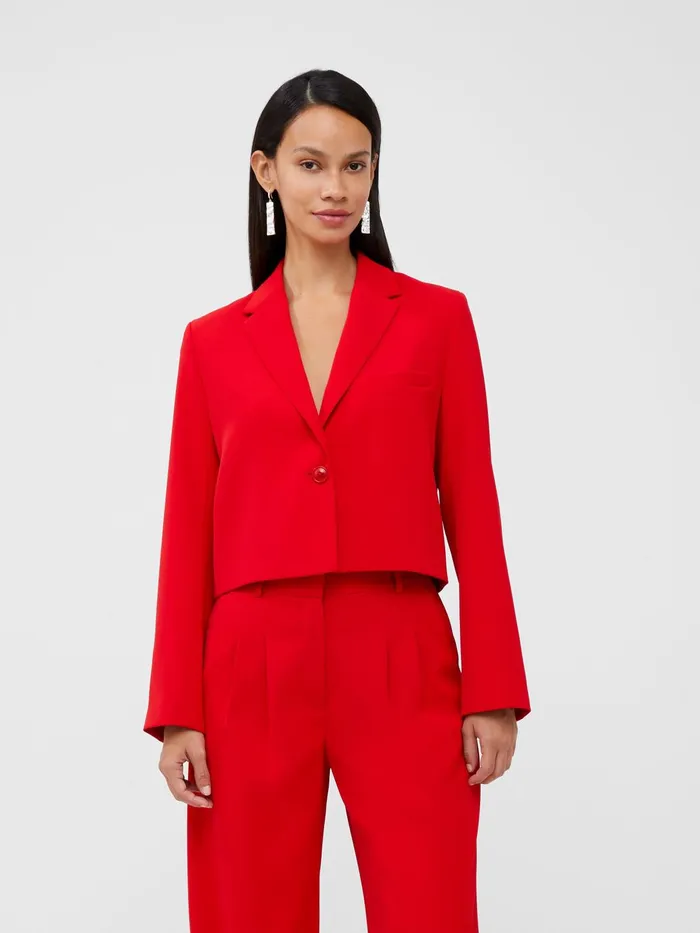 French Connection Harry Suiting Cropped Blazer Royal Scarlet Woman Suits